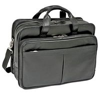 McKlein USA [Personalized Initials Embossing] 17" Walton Expandable Double Compartment Leather Laptop Case with Removable Sleeve