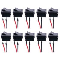 Twidec/10Pcs AC 6A/250V 10A/125V SPST 2 Pins 2 Position ON/Off Car Boat Square Black Rocker Switch Toggle with Pre-soldered Wires（Quality Assurance for 1 Years）KCD1-3-101-X