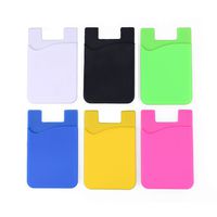Phone Pocket Card Holder Wallet Sticker - Adhesive Stick On Back Silicone ID Credit Card Case Pouch Sleeve Compatible with iPhone Samsung Galaxy Android Cell Phone - 6 Color Pack