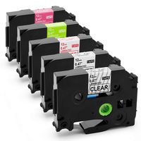 Compatible with P-Touch Standard Laminated Tape, TZe-131 TZe-231 TZe-232 TZe-MQG35,MQP35 (Clear/White/Red/Green/Pink), 1/2"x26.2ft (8m), 5-Pack