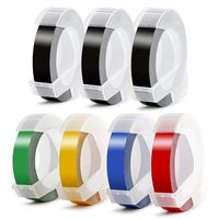 Colored Embossing Tape Replacement for Dymo Embossing Label Maker Xpress 3D Plastic Labels, Self-Adhesive, 3/8-inch x 9.8-Feet (Each Roll), 7-Roll Pack, [Non-OEM]