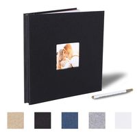 Self Adhesive Photo Album Magnetic Scrapbook Album 40 Magnetic Double Sided Pages Fabric Hardcover DIY Photo Album Length 11 x Width 10.6 (Inches) with A Metallic Pen (Black)