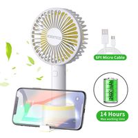 Mini Handheld Fan,Vatemax Rechargeable 2600mAh Personal Fan 3 Speeds Portable Fan Strong Airflow Desktop Fan with Base Plus 6ft USB Cable for Home,Office,Travel,Outdoor,Disney,Football Game Use(White)