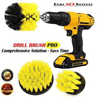 Brush Drill Attachment Cleaning Kit 3 Pack - Yellow 2''/3.5''/4'' Scrubber Set Brushes - Power Saving Time Cleaner For Bathroom Tile, Grout, Shower, Kitchen Tub Surface