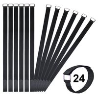 VIGAER 24 inch Cinch Cable Tie Down Straps, 12 Pcs Reusable Hook and Loop Fastening Nylon Cable Tie Wraps with Metal Buckle