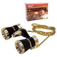 HQRP Theater Glasses Binoculars with Red Reading Light/Black with Gold Trim w/Necklace Chain