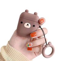 BONTOUJOUR AirPods Case, Super Cute Creative Fun Animals Shape TPU Silicone Cover Protective Skin for Apple AirPods 1&2-Brown Bear