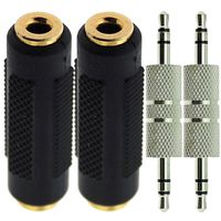 2PCS 3.5mm Male to 3.5mm Male Audio Adapter and 2pcs Gold Plated 3.5mm Female to 3.5mm female Adapter ,Audio Stereo Gender Changer