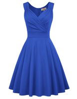Women's 50s Vintage Cocktail Dress A-line Size S Blue CL698-6