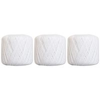 3 Ball Pack Threadart 100% Pure Cotton Crochet Thread - SIZE 3 - Color 1 - WHITE -2 sizes 27 colors available