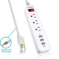 6 Outlets Power Strip with Surge Protector, 3 Fast USB Ports(2.4Ax3) with 3 Outlets,6ft Long Extension Power Cord,125V/1250W by AICODE
