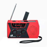 [2019 Upgraded Version] Great One Emergency Solar Crank Radio with Flashlight & Reading Lamp,NOAA Weather Radio,2000mAh Power Bank and SOS Alarm018WB red