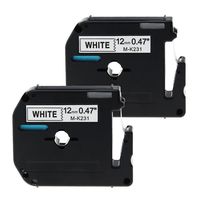 2 Pack Compatible with Brother P-Touch M231 Label Tape Cartridge 12mm MK231 M-K231 for PT65 PT90 PT55BM PT55 PT65SB PT70 PT80 PT85 PT100 PT110 Label Printer, 0.47 Inch x 26.2 Feet