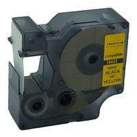 QPMY 1 Pack Black on Yellow Vinyl Label Tape Compatible for DYMO 18433 Rhino LabelManager 300 350 400 450 Label Maker,19mm(3/4") x5.5m(18ft)