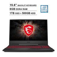 2020 Newest MSI GL65 15.6 Inch FHD 1080P Gaming Laptop (Intel 4-Core i5-9300H up to 4.1 GHz, NVIDIA GeForce GTX 1650 4GB, 8GB DDR4 RAM, 1TB SSD (Boot) + 500GB HDD, Backlit KB, WiFi, HDMI, Win 10)