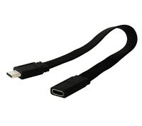 HuaLong Flat Type C Extension Male to Female Data Transfer Cable, 3.1 Gen2 10Gbps 4K Video Data Transfer Charging Cable for MacBook Pro, Google Nexus 10, Samsung Galaxy Note S10 S9 S8 (20CM Black)