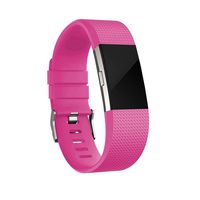 Youkex Compatible with Fitbit Charge 2 Bands, Large Adjustable Replacement Wristband for Fitbit Charge 2 Smart Fitness Watch Women Men (Bright Pink, Large)
