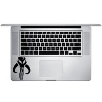 Mandalorian Skull Silhouette Star Wars Inspired Vinyl Sticker Laptop Keyboard Inside Corner iPhone Cell Decal (3.5" Wide)
