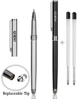 MEKO 2PCs [2-in-1 Micro-Fiber Series] Dual Purpose Stylus/Styli Pen- Micro Fiber Tip(Replaceable) / Fine Ball Pen For Touch Screen Smartphones,Tablets -(Black / Silver) -{New Upgraded Version}