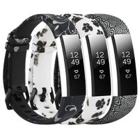 Baaletc Cute Rubber Replacement Accessory Watch Band/Wristband Bracelet Strap with Stainless Steel Buckle for Fitbit Alta, Fitbit Alta HR Fitness Trackers, One Size(Black Flower/paw/Cloud Design)