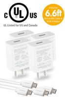 HomeSpot Sync & Charge Value Pack Micro-USB to USB Cable - 6.6ft (2M) Extra Long Charging Cable with UL-Listed 5V1A USB Wall Charger - 4 Pack White