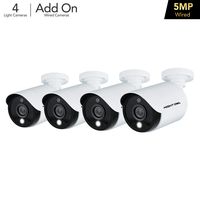 Night Owl Wired 5MP HD Indoor/Outdoor Add-on Cameras with Built-in Motion-Activated Spotlights, 100 ft. of Night Vision, 100° Wide Viewing Angle and L2 Color Boost Technology (4-Pack)