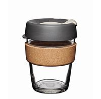 KeepCup 12oz Reusable Coffee Cup. Toughened Glass Cup & Natural Cork Band. 12-Ounce/Medium, Press