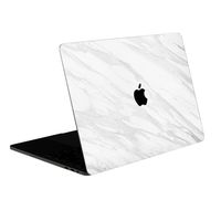 SOJITEK White Marble Stone Texture 4-in-1, Full-Size 360° Protector Skin Decals Sticker MacBook Pro 13 Inch (2016 to 2019 Model with & w/o Touch Bar & ID) A1706 A1708 A1989 Black Keyboard Cover