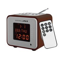 HANNLOMAX HX-113CR Wooden MP3 Mini Stereo System, Alarm Clock FM Radio, USB Port, Card Reader & Aux-in, 2x3W Powerful Hi-Fi Speaker, Calendar and Thermometer, Built-in Rechargeable Battery. LCD