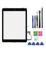 FeiyueTech IPad Air 1st Generation (IPad 5) Touch Screen Digitizer Replacement ，Front Glass Assembly -Includes Home Button + Camera Holder+PreInstalled Adhesive with Tools kit (Black)