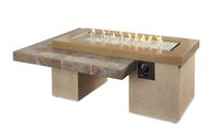 Outdoor Great Room Uptown Crystal Fire Pit Table with Tile Top and Rectangular Burner, Brown