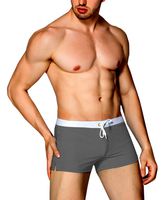 Coco BLVD Men's Beach Swimming Trunks Boxer Brief Swimsuit Swim Underwear Boardshorts With Pocket (US L=XL, Dark Gray)