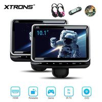 XTRONS Universal 10.1 inch Car Headrest Multimedia CD DVD Player with HDMI USB SD Port Support 8Bit & 32Bit Games Screen Sharing Mounting Bracket & 2pcs IR Wireless Headphones Included