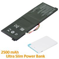 BattpitTM Laptop/Notebook Battery Replacement for Acer Chromebook 11 CB3-111-C670 (2200mAh / 25Wh) with 2500mAh Power Bank/External Battery for Micro USB & USB Type C.