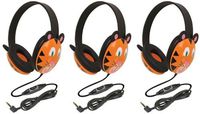Califone 2810-TI Tiger Motif Listening First Stereo Headphone (Pack of 3), Adjustable Headband Comfortable for Extended wear, Specifically Sized for Young Children