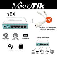 Mikrotik hEX RB750Gr3 Router Gigabit 5 Ports with Free RBGPOE POE Injector for Gigabit LAN Products
