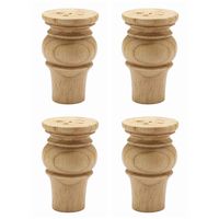 WEICHUAN Solid Wood Furniture Legs Bun Feet Replacement Sofa Couch Chair Ottoman Loveseat Coffee Table Cabinet TV Stand Dresser Wood Legs Set of 4 (4", Primer Paint)