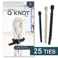 UT Wire Q Knot Pro Reusable Cable Ties, Assorted, Set of 25