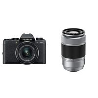 Fujifilm X-T100 Mirrorless Digital Camera w/XC15-45mmF3.5-5.6 OIS PZ Lens - Black + Fujinon XC50-230mmF4.5-6.7 OIS II Silver