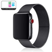 Compatible for Apple Watch Band 38MM 40MM 42MM 44MM, Adjustable Stainless Steel Mesh Wristband Sport Loop for iWatch Series 5 4 3 2 1 (38MM/40MM, Black)
