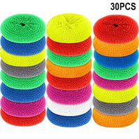 Scouring Pads Round Dish Pads Plastic Non-Scratch Dish Scrubbers Assorted Color Dish Mesh Scrubbers for Kitchen (30)