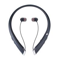 Bluetooth Headphones, Wireless Earbuds Retractable Neckband Headset Stereo Sweat-proof Sports Earphones with Mic (2018 Upgraded Version, 15 Hours Play Time, Black)