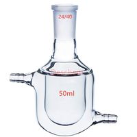 Deschem 50ml,24/40,Single Neck,Jacketed Glass Flask,1-Neck Reaction Bottle,Lab Reactor