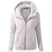 sheart 9 Womens Winter Warm Hooded Sweater Coat Oversized Solid Wool Full Zipper Cotton Fuzzy Jacket Outwear with Pocket Light Gray