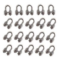 Pack of 20, 1/4" M6 Stainless Steel Wire Rope Cable Clip Clamp