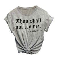 Plus Size Shirt for Women Fashion Home Work Casual O-Neck Tee Top Letter Print Short Sleeve T-Shirt Top Blouse Gray
