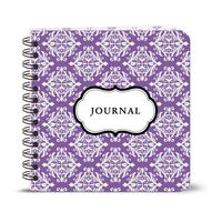 Spiral-bound Journal - 7.25" Square - Damask Design - Purple