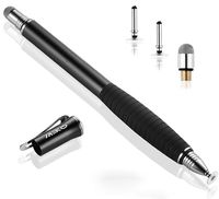 MEKO (2nd Generation) [2 in 1 Precision Series] Disc Stylus/Styli for iPhone7/7plus, iPad 4/ iPad Mini and All Touch Screen Devices Bundle with 3 Replacement Tips (1Pcs,Black)