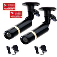 VideoSecu 2 x Outdoor Built-in Sony CCD Bullet Security Cameras 3.6mm Fix Wide Angle View Lens Home Office CCTV Weatherproof Surveillance with Power Supplies and Bonus Security Warning Signs CMB