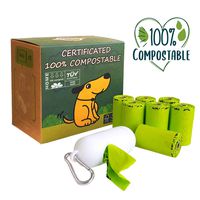 moonygreen Dog Poop Bag with Dispenser, 100% Compostable Vegetable-Based Doggie Bag for Waste, Compostable and Eco-Friendly, Unscented, Extra Thick and Leak Proof, 120 Counts, 8 Rolls, 9 x 13 Inches